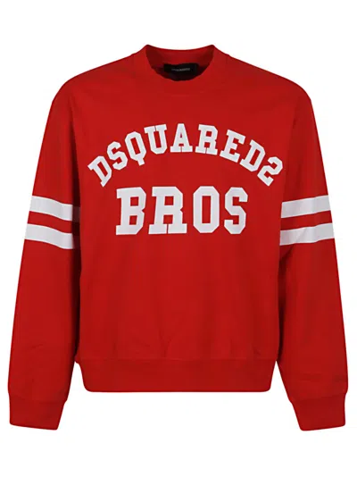 Dsquared2 Contrasting Stripe Pure Cotton T-shirt In Red