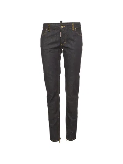 Pre-owned Dsquared2 Contrast-stitching Skinny-fit Jeans In Blue