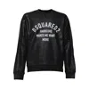 Dsquared2 Cool Biker Fit Crewneck Sweatshirt In Black Coated Cotton