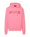 Dsquared2 Crewneck Cotton Jersey Hooded Sweater In Pink