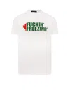 Dsquared2 White Crewneck T-shirt With Print On The Front And Logo Lettering On The Rear In Cotton Man In White