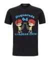 Dsquared2 Canadian Twins Printed Cotton T-shirt In Black