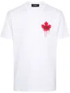 Dsquared2 White T-shirt With Dripping Maple Print In Cotton In Weiss
