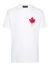 Dsquared2 White T-shirt With Dripping Maple Print In Cotton In White