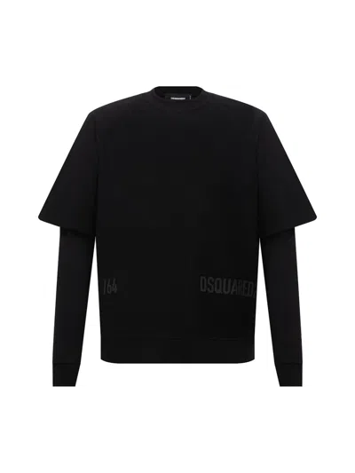 Dsquared2 Cool Fit Double Layer Logo Sweatshirt In Black