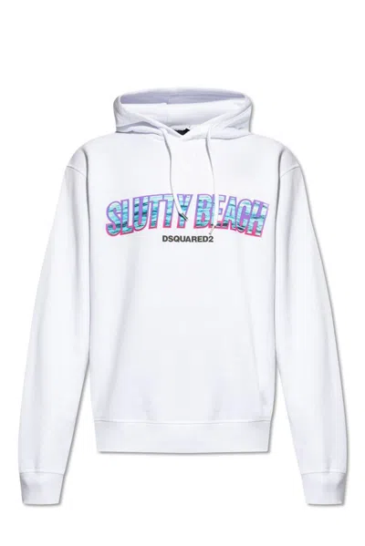 Dsquared2 Cool Fit Cotton Hoodie In White