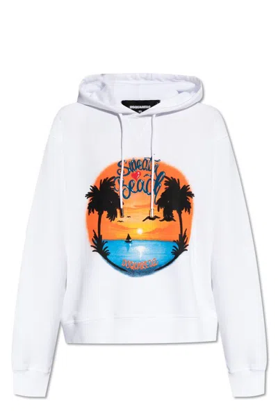 Dsquared2 Cool Fit Graphic-print Hoodie In White