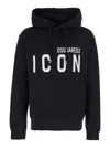 Dsquared2 Men Black Hoodie With Logo Print On The Front In Cotton Man In Black