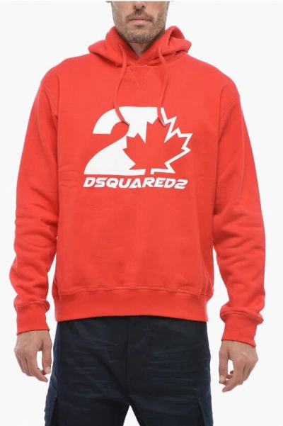 Dsquared2 Cool Fit Hoodie Sweatshirt With Logo Print In Red
