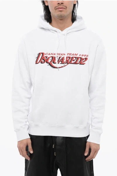 Dsquared2 Cool-fit Hoodie Sweatshirt With Logo Print In White