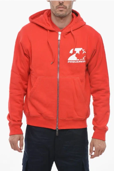 Dsquared2 Cool Fit Hoodie Sweatshirt With Zip In Red