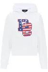 DSQUARED2 COOL FIT HOODIE WITH GRAPHIC PRINT IN WHITE FOR WOMEN