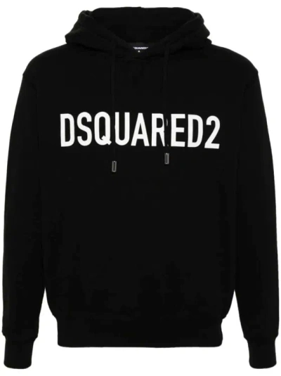 Dsquared2 Logo Cool Fit Cotton Hoodie In Black