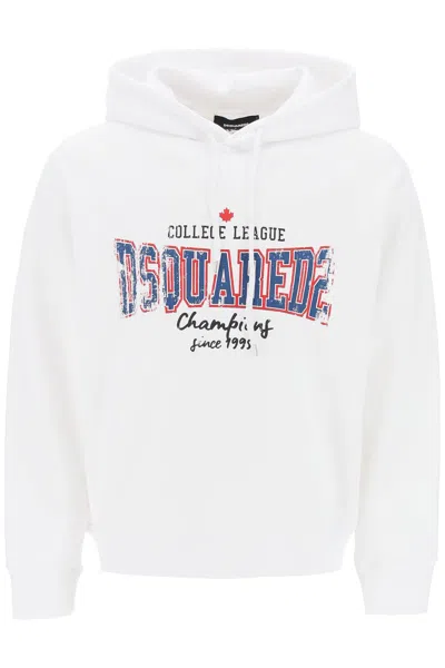Dsquared2 Cool Fit Printed Hoodie In White (white)