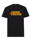 Dsquared2 Black Crewneck T-shirt With Print On The Front And Logo Lettering On The Rear In Cotton Man In Black