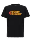 Dsquared2 Black Crewneck T-shirt With Print On The Front And Logo Lettering On The Rear In Cotton Man
