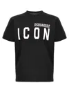 Dsquared2 Men Black Crewneck T-shirt With Maxi Logo Print On The Front In Cotton Man In Black