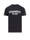 Dsquared2 Black Crewneck T-shirt With Logo Lettering On The Front In Black