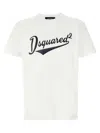 Dsquared2 White T-shirt With Logo Print On The Front In Cotton Man