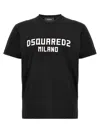 Dsquared2 Football Black T-shirt With Shoulder Pads And Lettering Logo Print On The Front In Cotton And Viscos In White/black