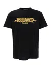 Dsquared2 Black Crewneck T-shirt With Logo Print On The Front In Cotton Man In Black