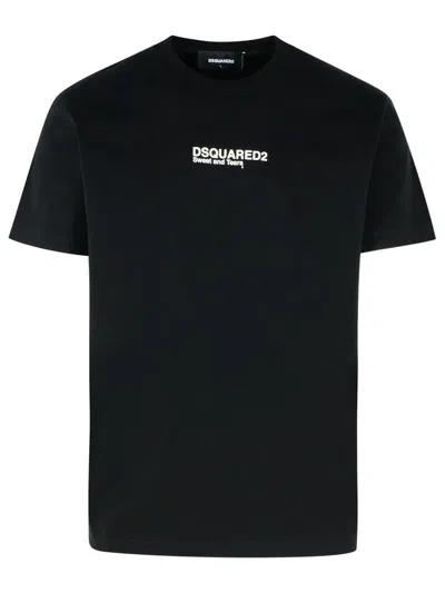 Dsquared2 'cool Fit Tee' Black T-shirt With Logo Print On The Front