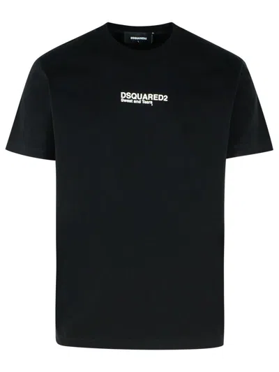 Dsquared2 Black Cotton T-shirt With White Logo Writing