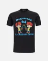 Dsquared2 Canadian Twins Printed Cotton T-shirt In Black