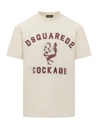 Dsquared2 Graphic Print Crew Neck Short Sleeve T-shirt In Neutral