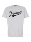 Dsquared2 White T-shirt With Logo Print On The Front In Cotton Man In White