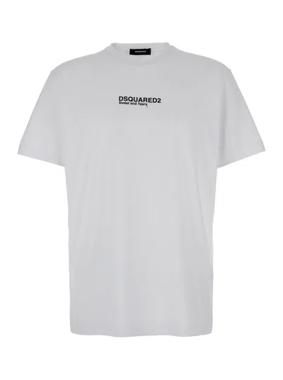 Dsquared2 'cool Fit Tee' White T-shirt With Logo Print On The Front In Cotton Man