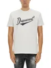 Dsquared2 White T-shirt With Logo Print On The Front In Cotton Man In White