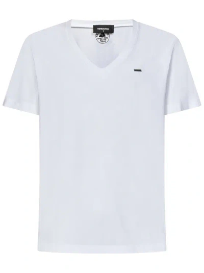 Dsquared2 Cool Fit White Cotton Jersey V-neck T-shirt