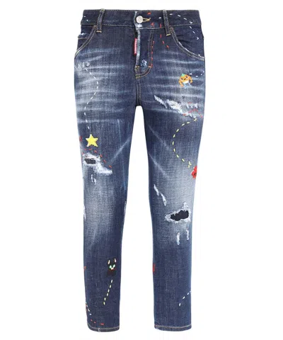 Dsquared2 Cool Girl Cropped Jeans In Blue