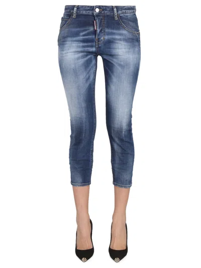 Dsquared2 Cool Girl Cropped Jeans In Navy Blue