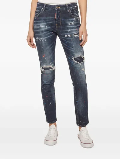 Pre-owned Dsquared2 Cool Girl Distressed-effect Jeans In Blue
