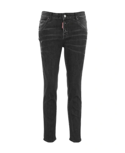 Dsquared2 Cool Girl Low-rise Cropped Jeans In Black