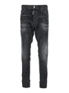 Dsquared2 Cool Gut Black Jeans With Belt Loops And Faded Effect In Denim Man