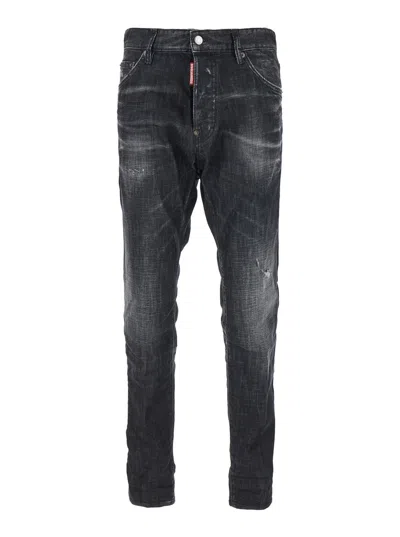 DSQUARED2 DSQUARED2 MEN 'COOL GUT' BLACK JEANS WITH BELT LOOPS AND FADED EFFECT IN DENIM MAN