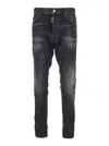 Dsquared2 Cool Gut Black Jeans With Belt Loops And Faded Effect In Denim Man