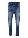 Dsquared2 Cool Gut Blue Jeans With Belt Loops And All-over Painted Details In Denim Man In Blue