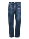 Dsquared2 Distressed Blue Denim Jeans With Tailored Fit In Blue