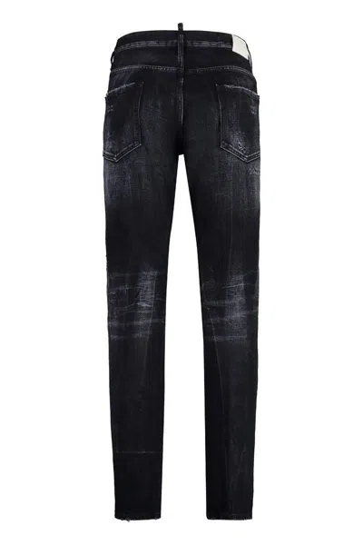 Dsquared2 'cool Guy' Black Five-pocket Jeans With Rips