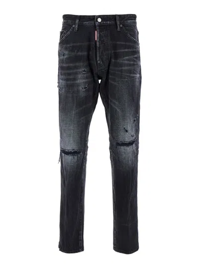 DSQUARED2 'COOL GUY' BLACK FIVE-POCKET JEANS WITH RIPS IN COTTON DENIM MAN