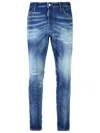 Dsquared2 Navy Blue Cotton Jeans With Worn Effect 5 Pockets