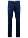 Dsquared2 Five Pocket Stretch Denim Trousers With Localized Wear Washing In Blue