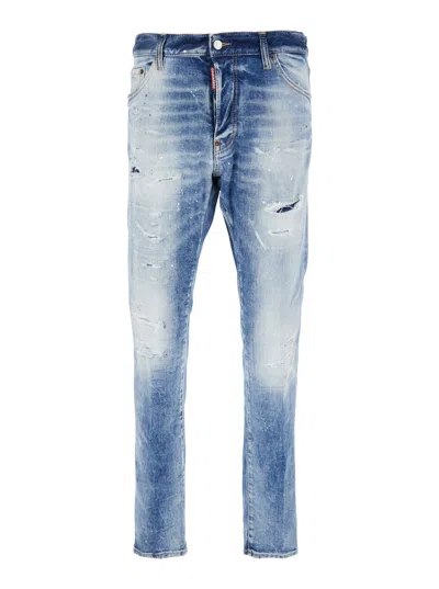 DSQUARED2 DSQUARED2 'COOL GUY' BLUE FIVE POCKET JEANS WITH FADED EFFECT IN DENIM MAN