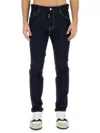 Dsquared2 Blue Jeans With Contrast Stitching And Logo Patch On The Back In Black