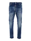 Dsquared2 Cool Gut Blue Jeans With Belt Loops And All-over Painted Details In Denim Man In Blue