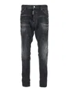 Dsquared2 Cool Gut Black Jeans With Belt Loops And Faded Effect In Denim Man